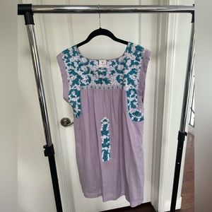 J. Marie Purple Blue Embroidered Mini Dress